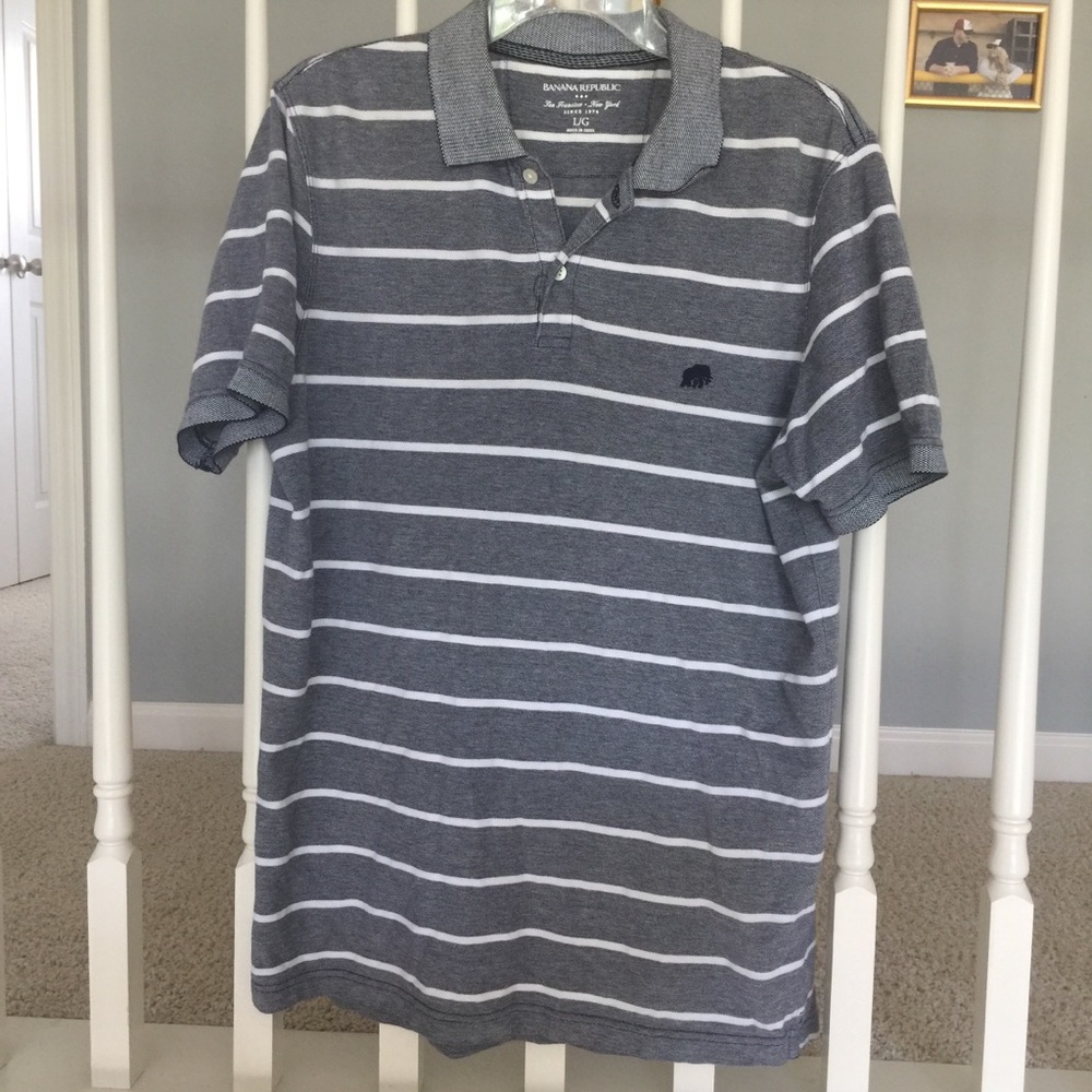 Mens Size Large Banana Republic Polo Gray